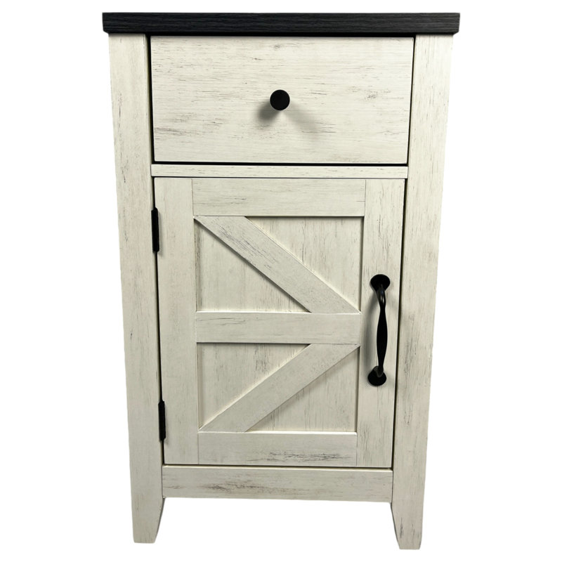 Bedroom End Stand - White + Black, With Charging Station And Large Cabinet Living Room Table Ports, Drawer Elegant Design In Black