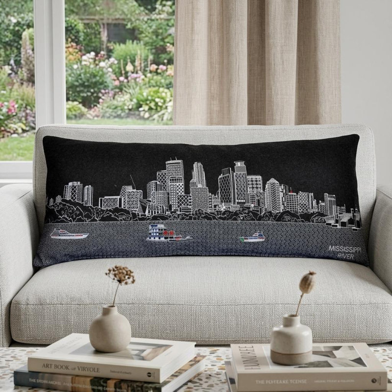 Coussin 14 "x 35" crème Minneapolis, Gris, 14 po x 35 po