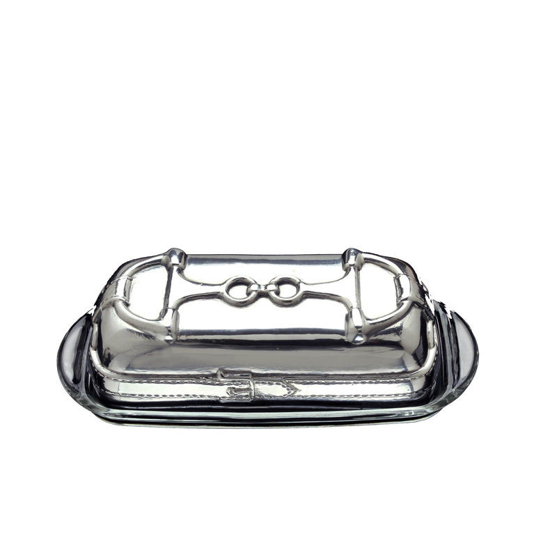 Equestrian Aluminum Butter Dish with Glass Tray