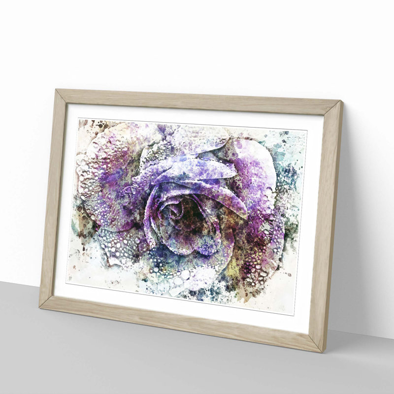Purple Rose in Abstract - Framed Print, 40cm H x 60cm W x 2cm D, Oak