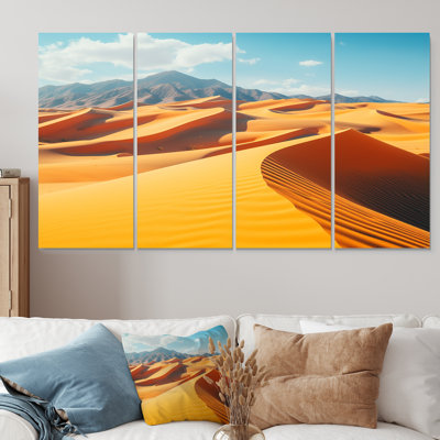 «Yellow Sand Dunes Serenity - Desert», art mural 4 pièces
