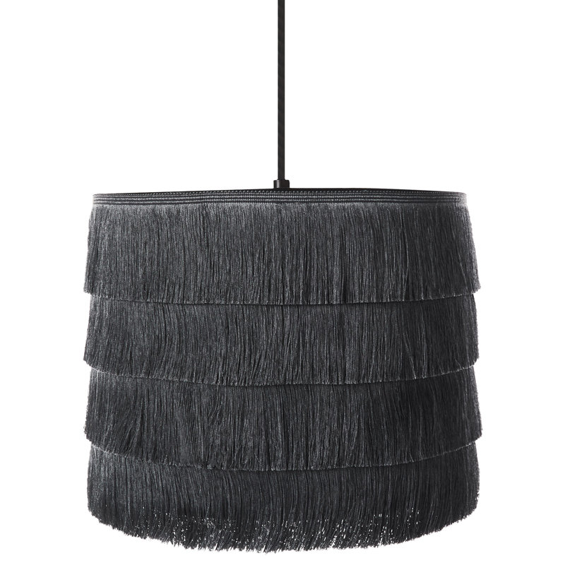 Bhalaram 1 - Light Matte Black Drum Pendant, Black
