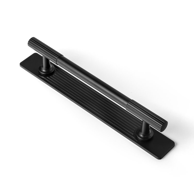 Sturdy Bar Pull With Backplate, Noir, 5"