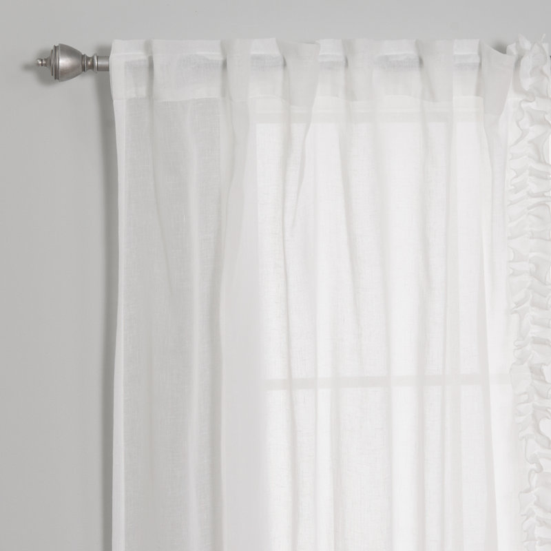 Paire de rideaux semi-transparents avec passe-tringle Raphaelle, Blanc