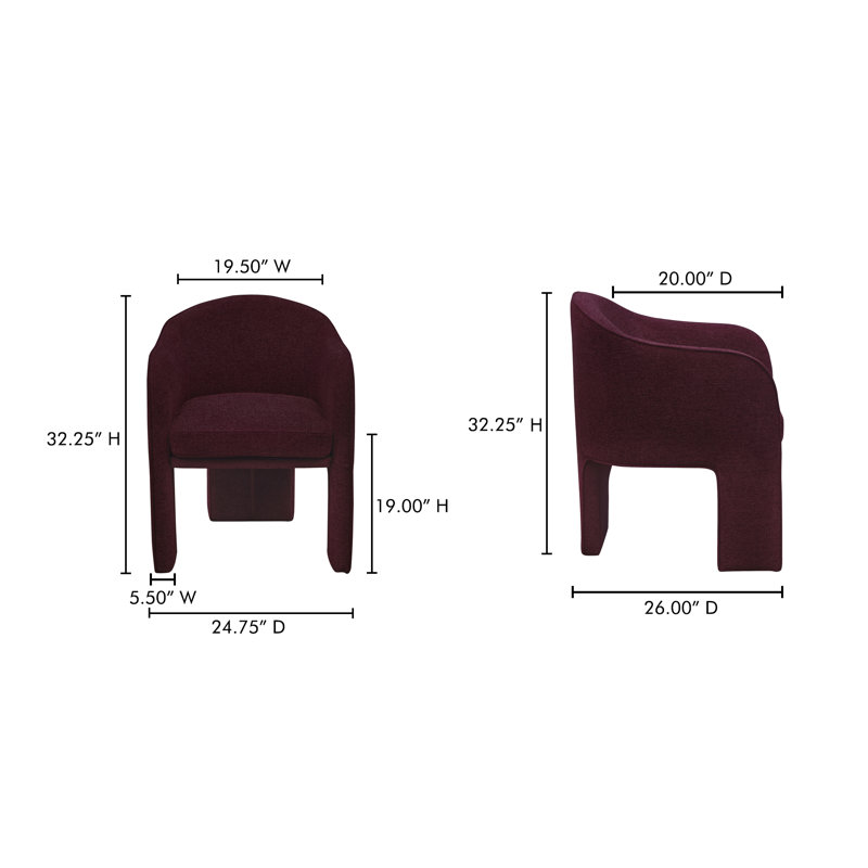 Clara Upholstered Arm Chair, Plum Performance