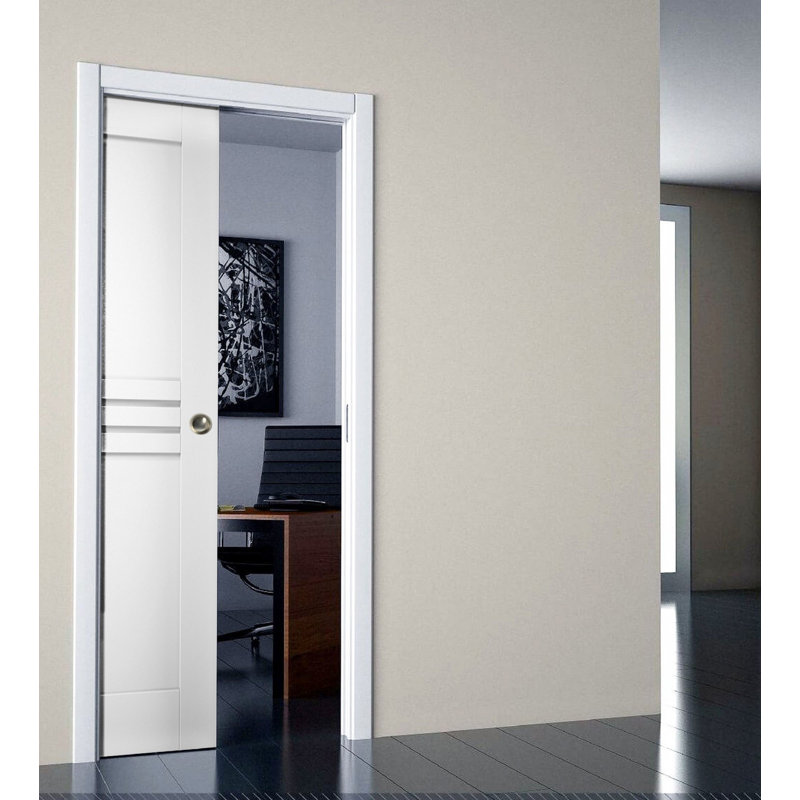 Porte blanche à panneau coulissant en bois manufacturé Mela, 18 po x 96 po