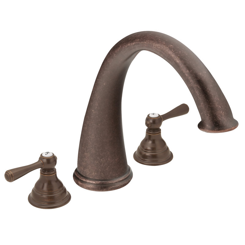 Kingsley Double Handle Deck Mounted Roman Tub Faucet Trim, Oil Rubbed Bronze