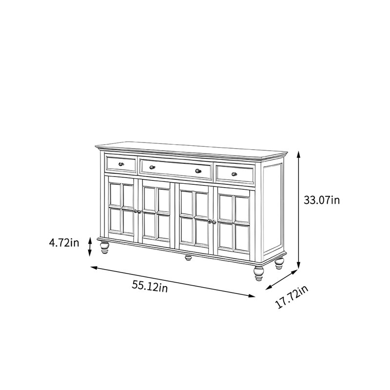 Armoire de rangement domestique multifonctionnelle, H 33,07 po x l 55,12 po x P 17,72 po