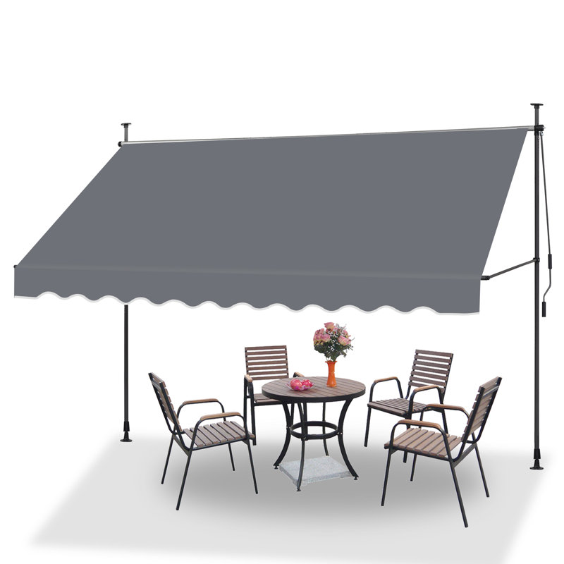 Dakota Fields 120cm W Polyester Cover Retractable Patio Awning, 300" H x 120" W x 8.7" D, Grey