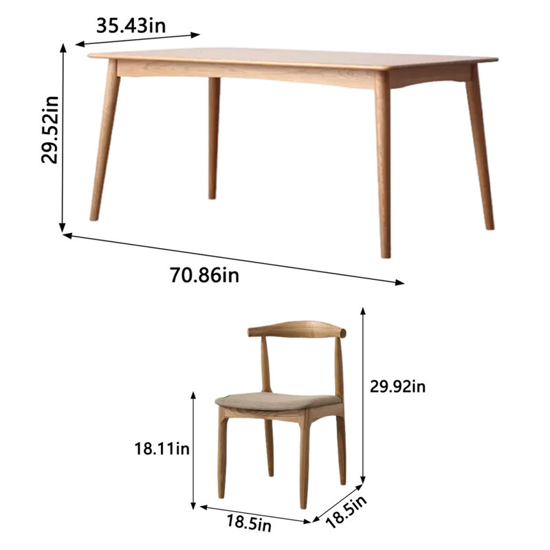 Maridith Solid Wood Top Four Leg Dining Set, 7