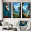 «Dolphin Serene Swim», 3 pièces sur toile-556228752-556228763