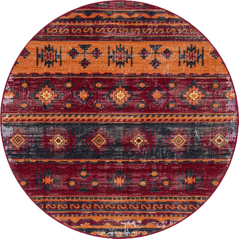 Geometric Indoor Rug, Round 5'3"