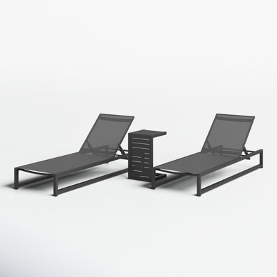 Gallatin 26.5'' Outdoor Aluminum Chaise Lounge Set with Table