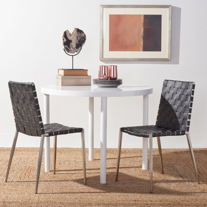 Chaise d'appoint rembourrée en cuir Brett, Argent, Noir