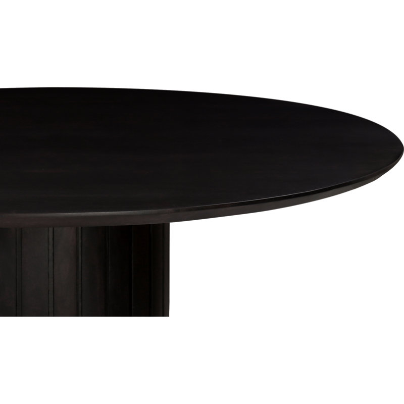 Povera Round Solid Wood Dining Table, Black