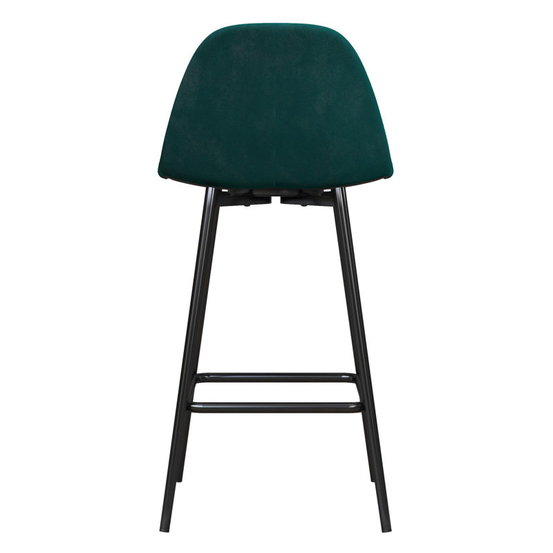 Henrine Upholstered Counter Stool with Metal Frame, Green