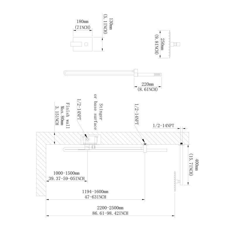 All-In-One Kit with Rough in-Valve, Brushed Nickel