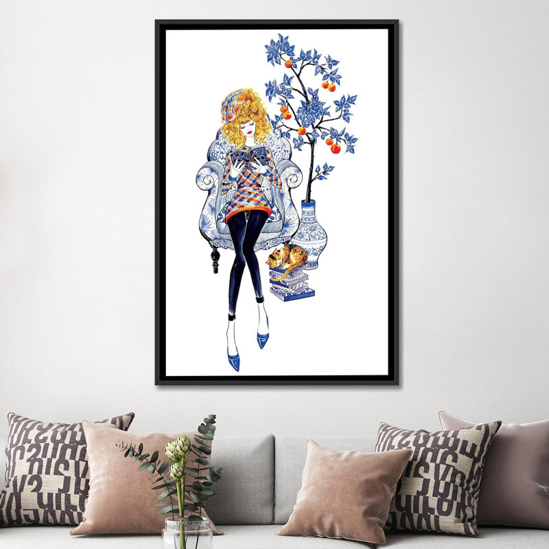 « style de vie, junya watanabe », impression sur toile, H 26 po x l 18 po x P 1,5 po, Toile avec cadre noir, Pas de tapis