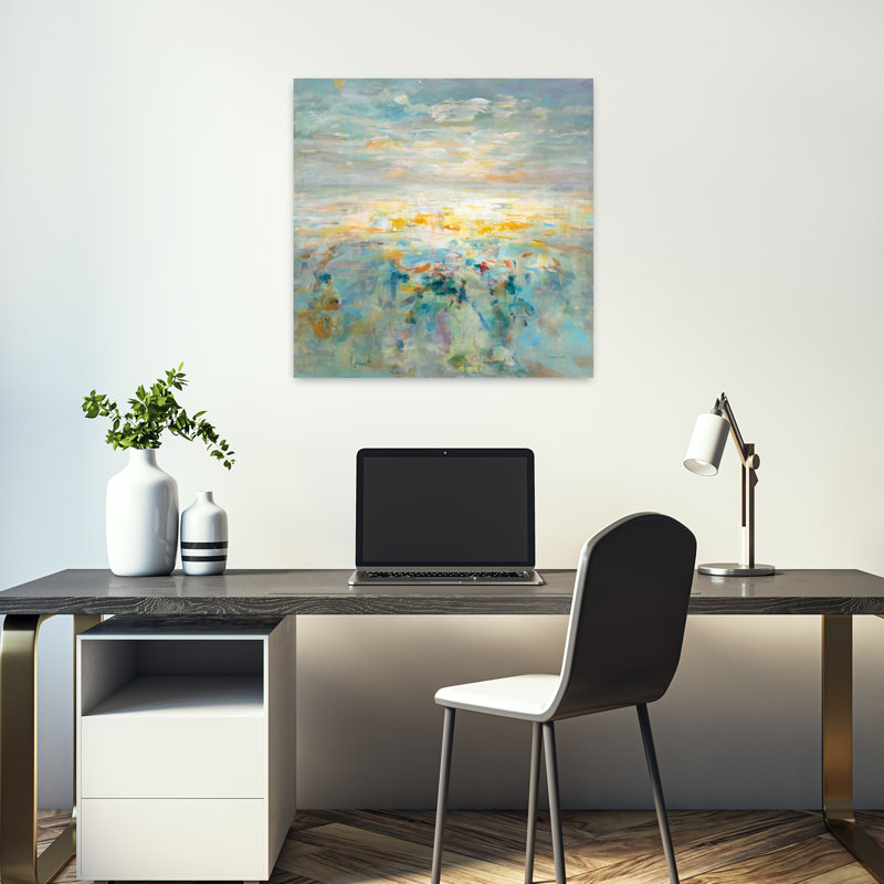 Bord de mer, appel de la mer avec art abstrait bleu, H 18 po x l 18 po