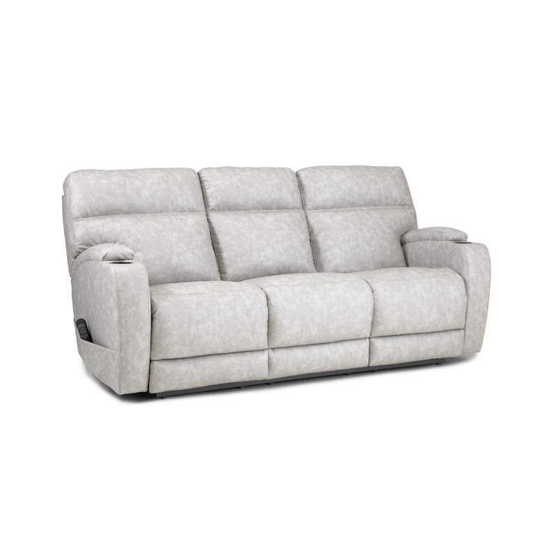 Mochnick Upholstered 84'' Power Reclining Sofa, Cream Polyester Blend