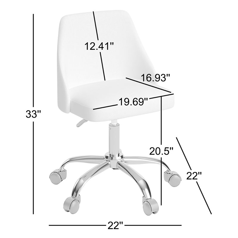 Chaise de bureau Lynly, Or, Blanc