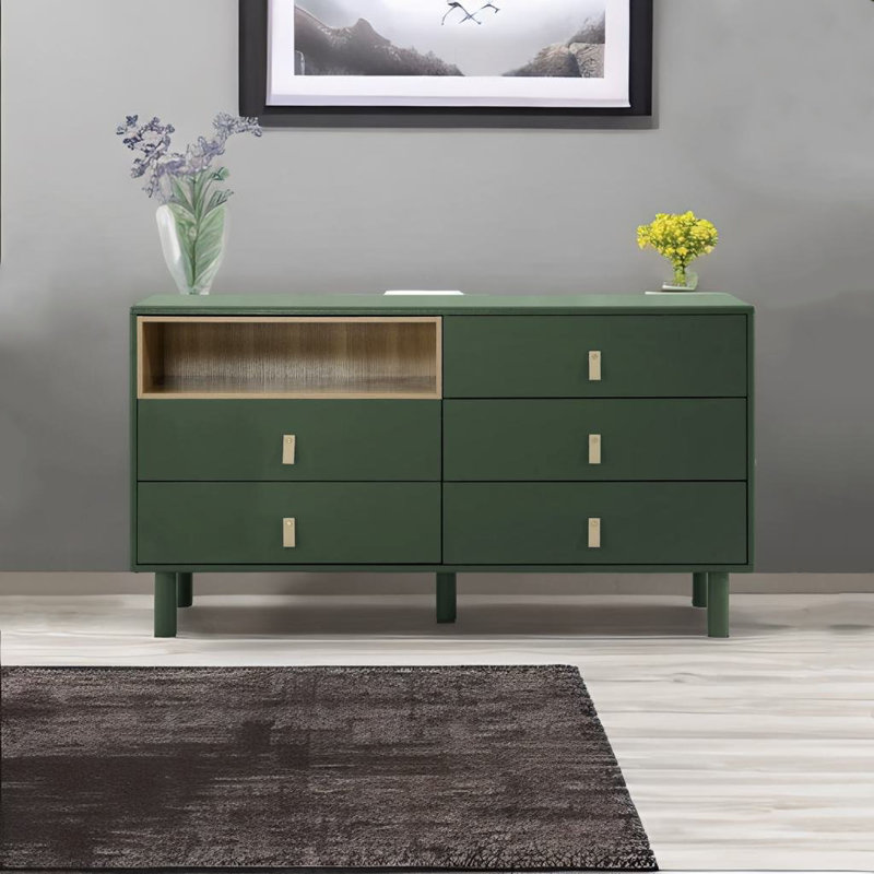 Avec armoire de rangement à 5 tiroirs, Vert