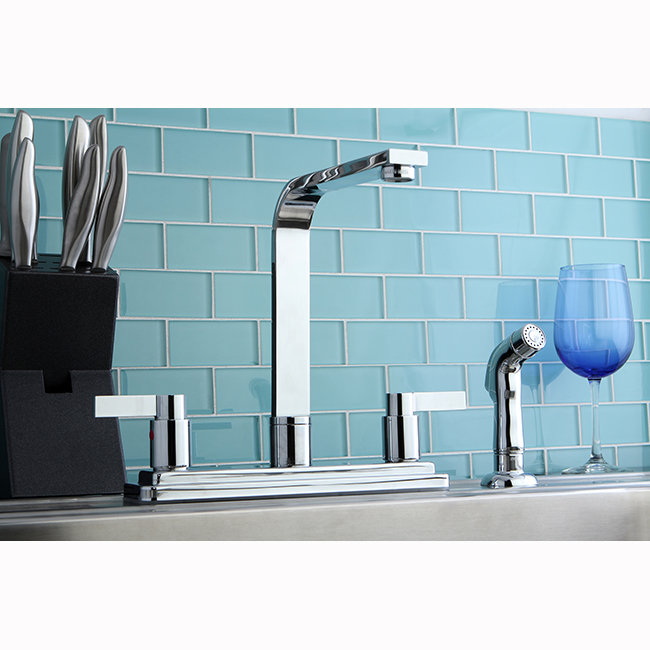 NuvoFusion Double Handle Kitchen Faucet, With Spray