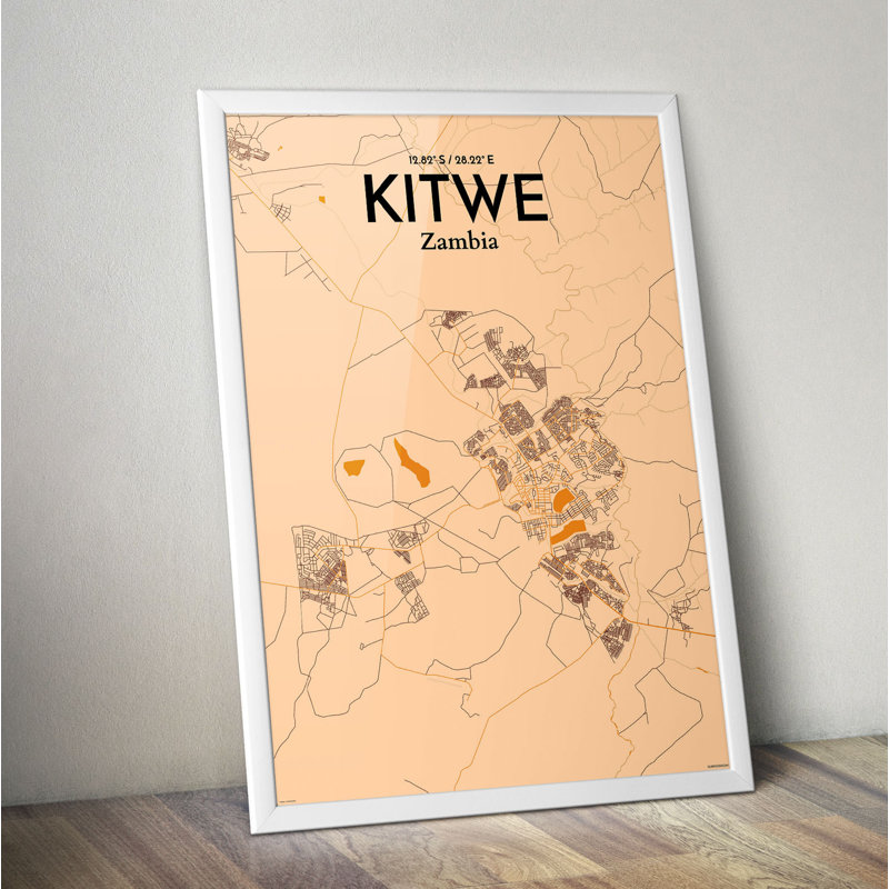 Kitwe City Map - No Frame Print, 50.8cm H x 40.6cm W x 0.13cm D