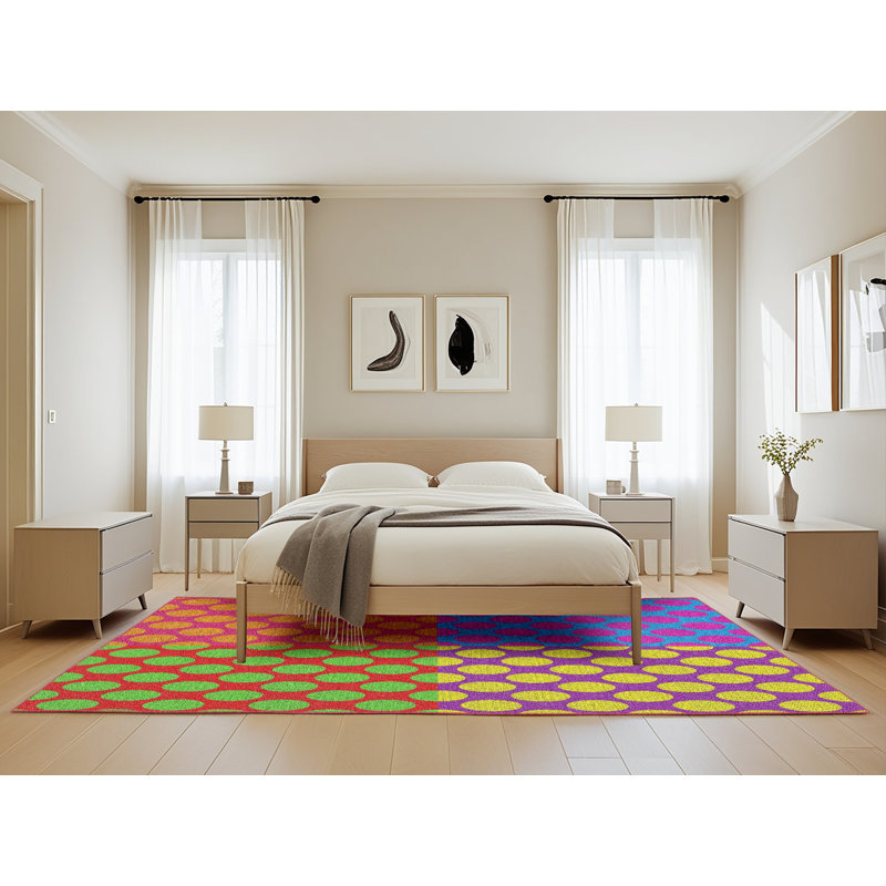 Rose à pois Tapis décoratif, Rectangle 5 pi x 8 pi