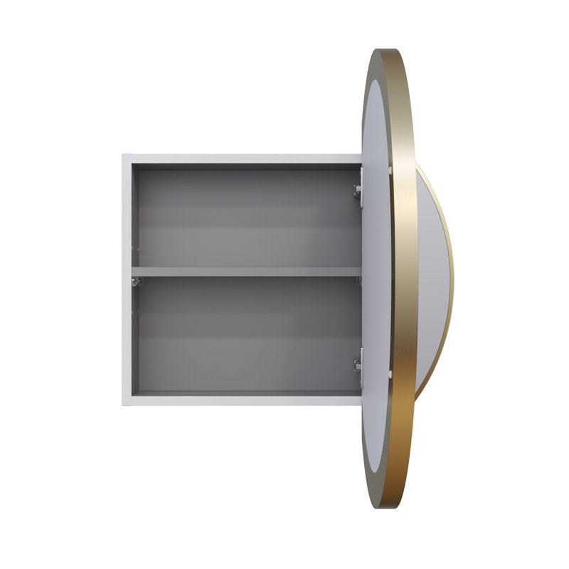 Recessed or Surface Mount Framed One Door Medicine Cabinet, Satin Brass
