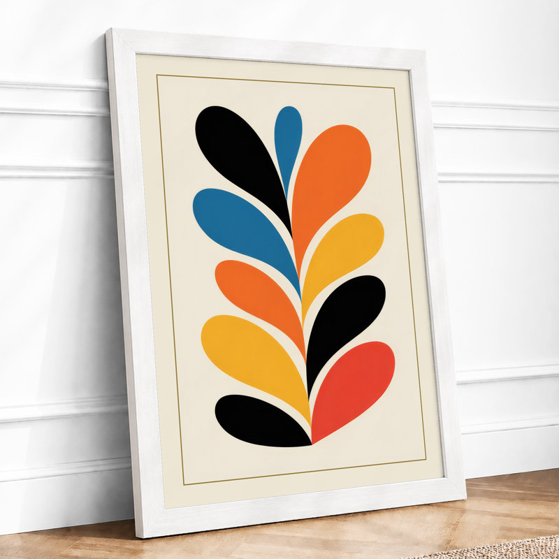 Geometric Symmetry Mid-Century - Framed Print, A3 - 42.0 x 29.7 cm, White