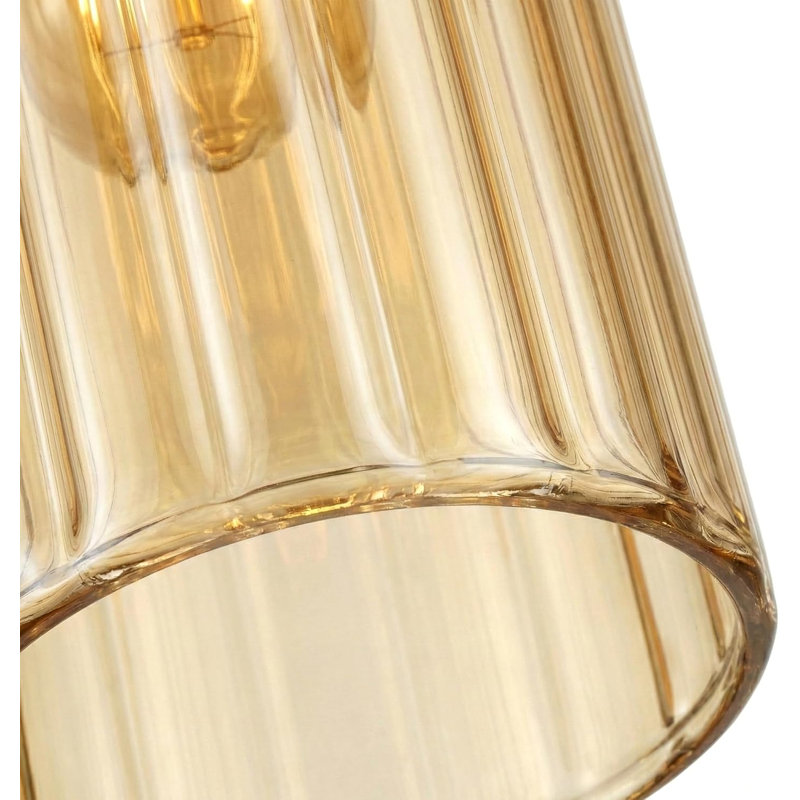20cm H Glass Drum Lamp Shade, Amber