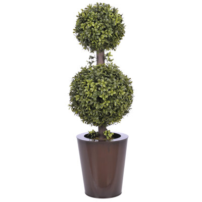 29'' Faux Boxwood Topiary in Metal Planter
