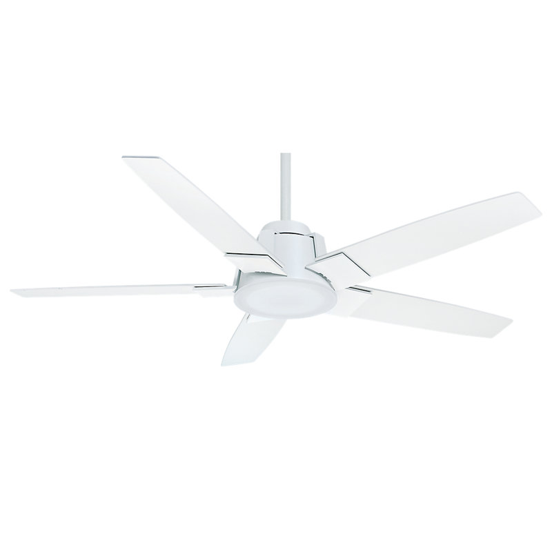 56" Zudio 5 - Blade LED Standard Ceiling Fan with Wall Control and Light Kit Included, Snow White