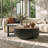 35.4" Modern Round Fluted Drum Coffee Table Set with 2 Hidden Storage Drawers & Glass Side Table