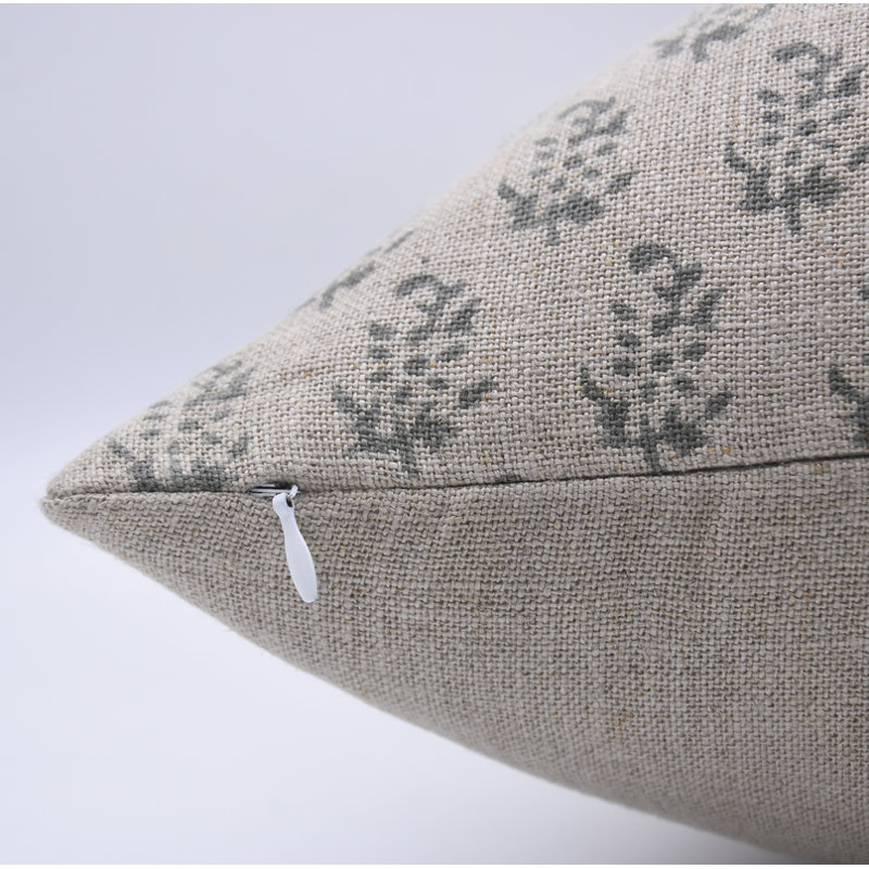 Linen Indoor/Outdoor Pillow Cover, Square, 20" x 20", Gray Floral 1