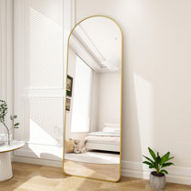 Juriana Metal Wall Mirror for Bathroom Oval Modern Decorative Shatterproof Mirrors Latitude Run Finish: Gold, Size: 22 H x 30 W x 2 D