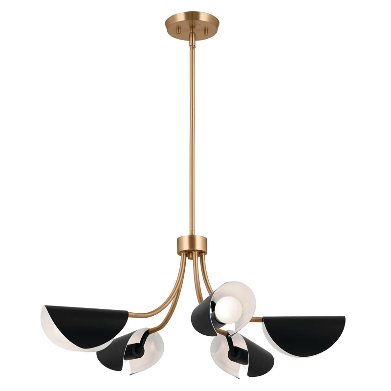 5 - Light Steel Dimmable Classic / Tradional Chandelier, Champagne Bronze, Black