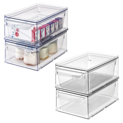 Tiroir de rangement de cuisine empilable iDesign - Bac coulissant coulissant pour réfrigérateur, garde-manger, sous-évier ou armoire