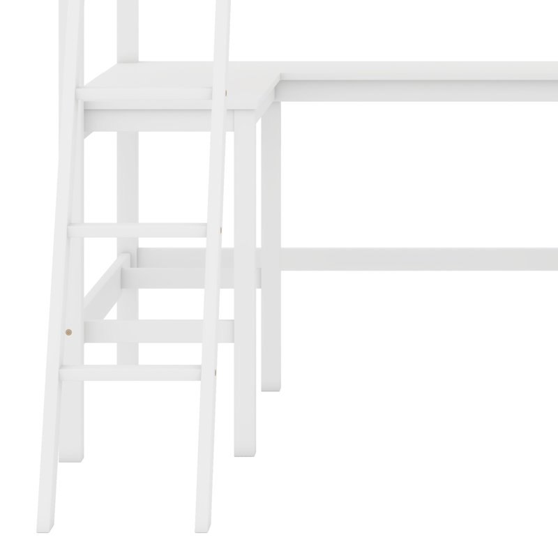 Loft Bed With Shelves,Desk, Twin, White