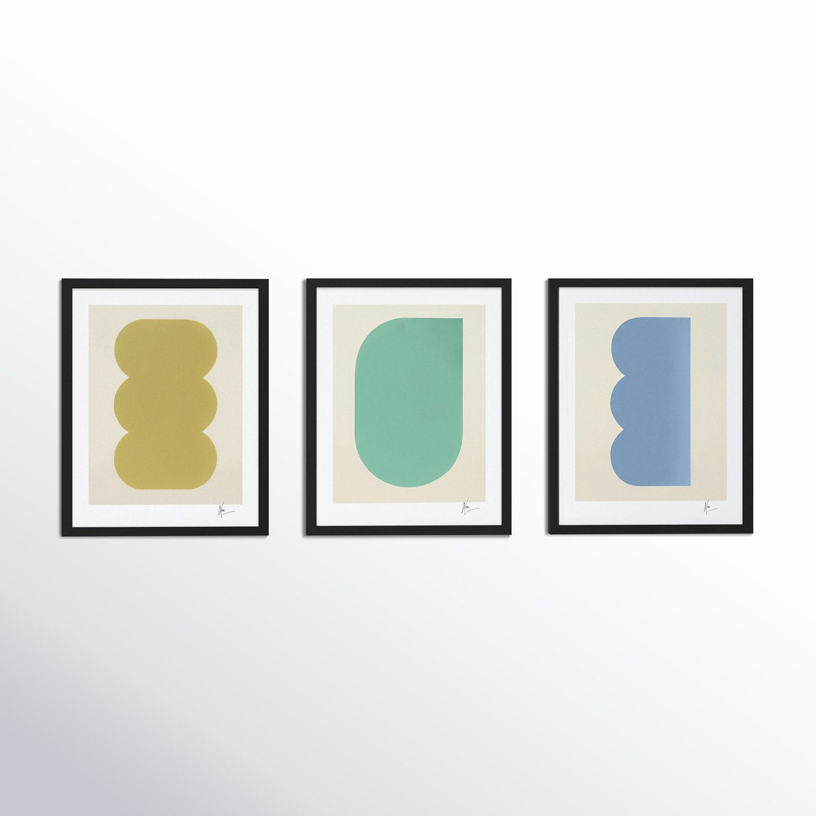 Keyhole 4-6. Set Of 3 by Lee Lessem, Black Framed, 20" H x 16" W x 1.25" D