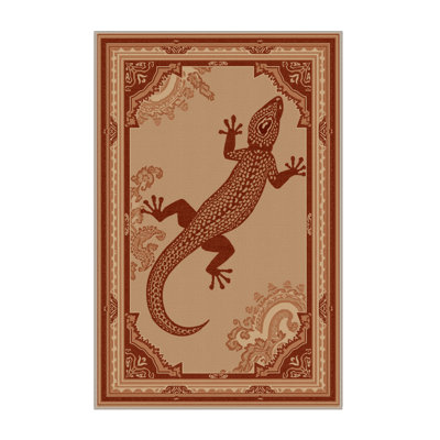 Machine Washable Pavnesh Desert Lizard Classic Oriental Rug in Brown  Binding
