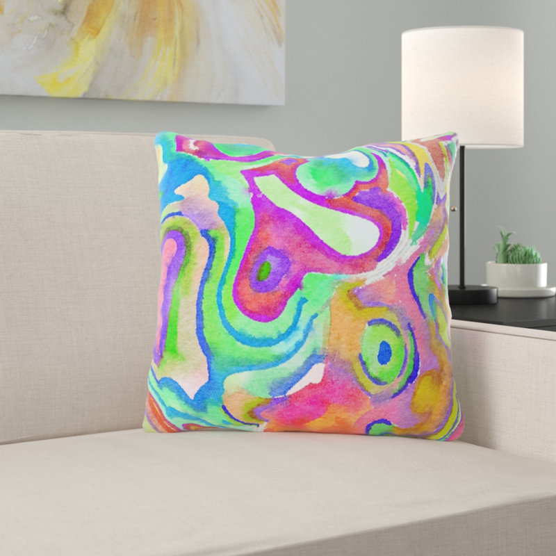 Coussin décoratif aquarelle Kavita, Microsuède, Intérieur