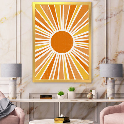 Abstract Minimalist Bright Orange Sun Rays Canvas Graphic Art - Sun Rays I