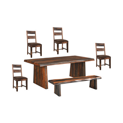 6-piece Upholstered Live Edge Solid Wood Dining Set