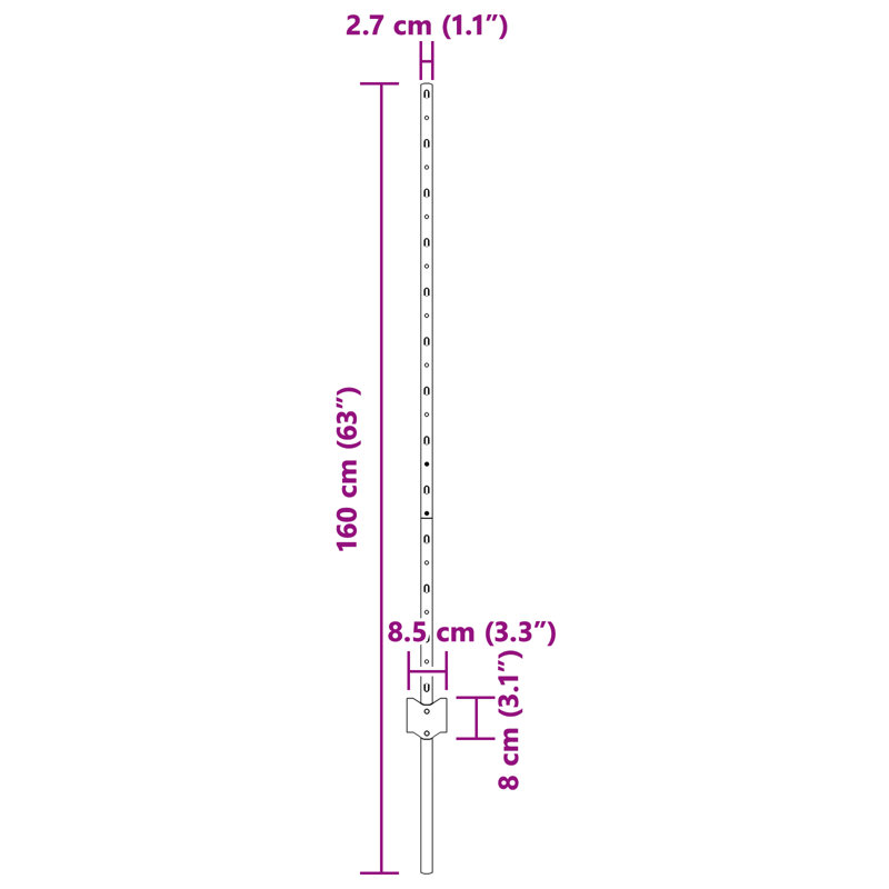 Fence Posts 11 Pcs U-Channel Steel, 120cm H x 8.5cm W, Green