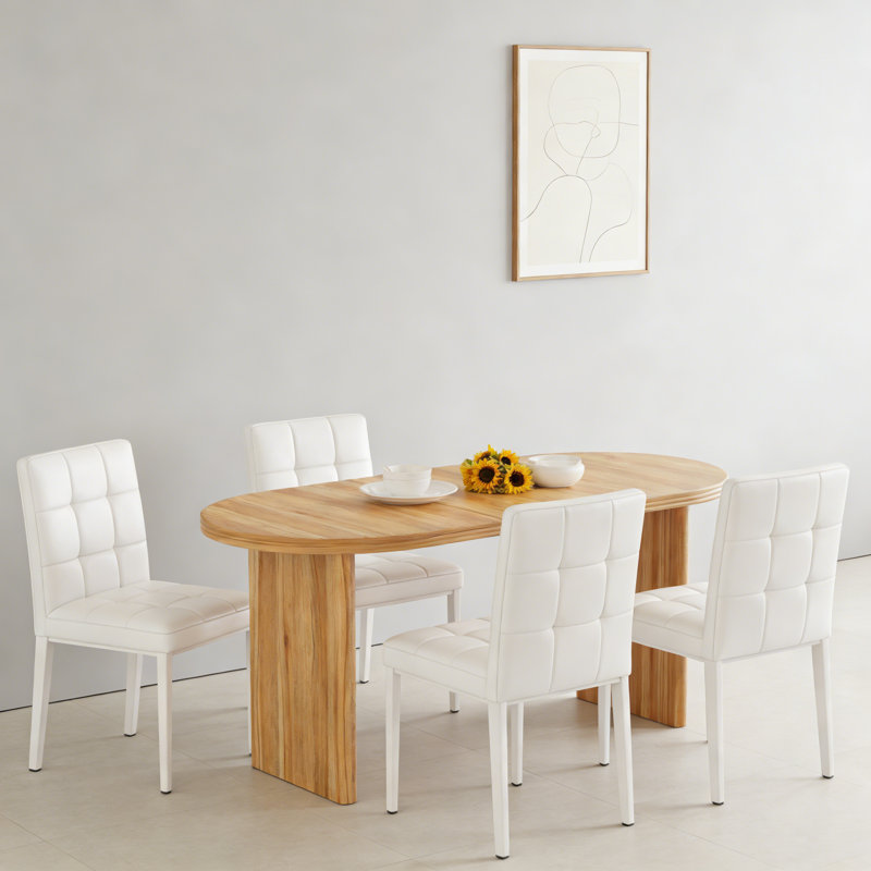 Table de salle à manger extensible 55,12 "à 70,87" avec rallonges amovibles, Naturel