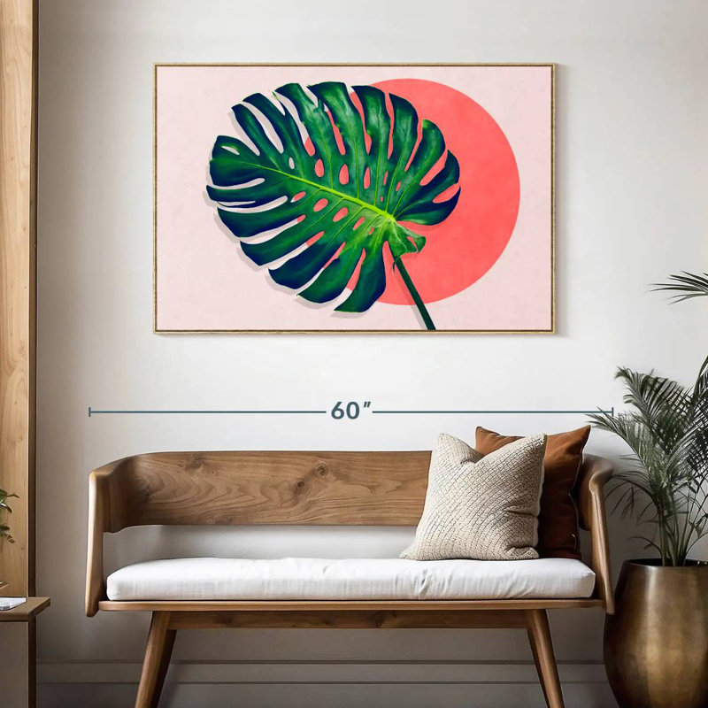 Monstera Paradise, Cadre flottant en bois naturel, 46 po x 31 po