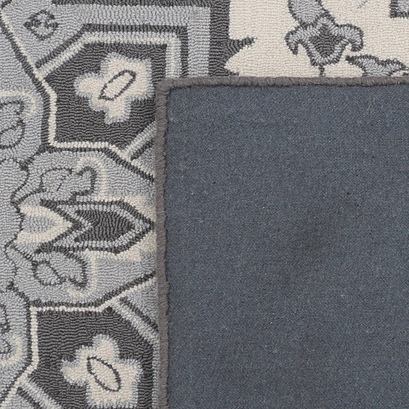 Rowe Medallion Oriental Area Rug in Blue/Gray/Ivory, Rectangle 5' x 8'