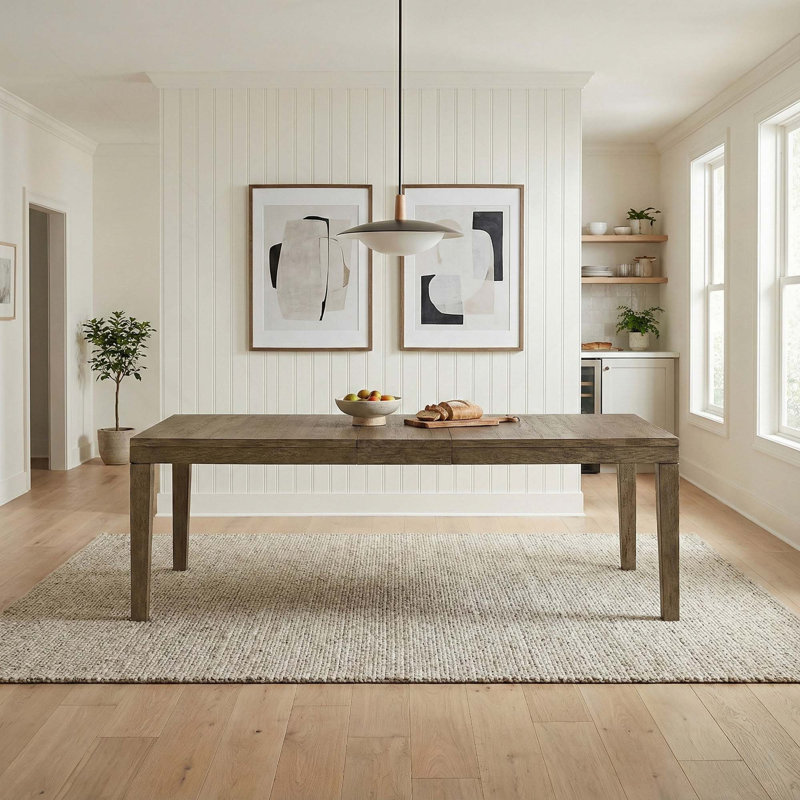 Ensemble de salle à manger 5 pièces, grande table à rallonge avec 4 chaises rembourrées